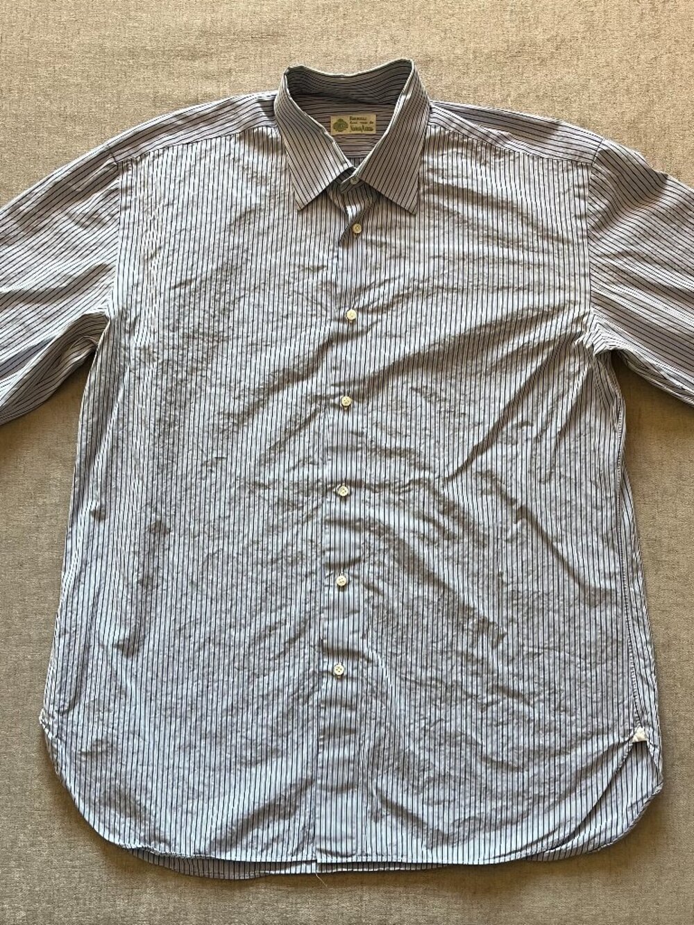 Luigi Borrelli Napoli Button Up Shirt Men 16.5 L Light Gray Luxury Italy Stripe